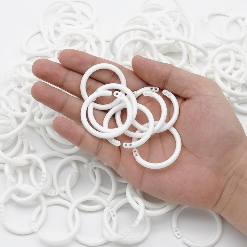 Semrien 120 Pcs 1.1 Inch Plastic Binder Rings, Loose Leaf Binder Book Rings, Black Index Card Rings Binder Clip Rings for Flash Cards, Key Rings, Index Cards, Paper (28mm, White) - Image 5